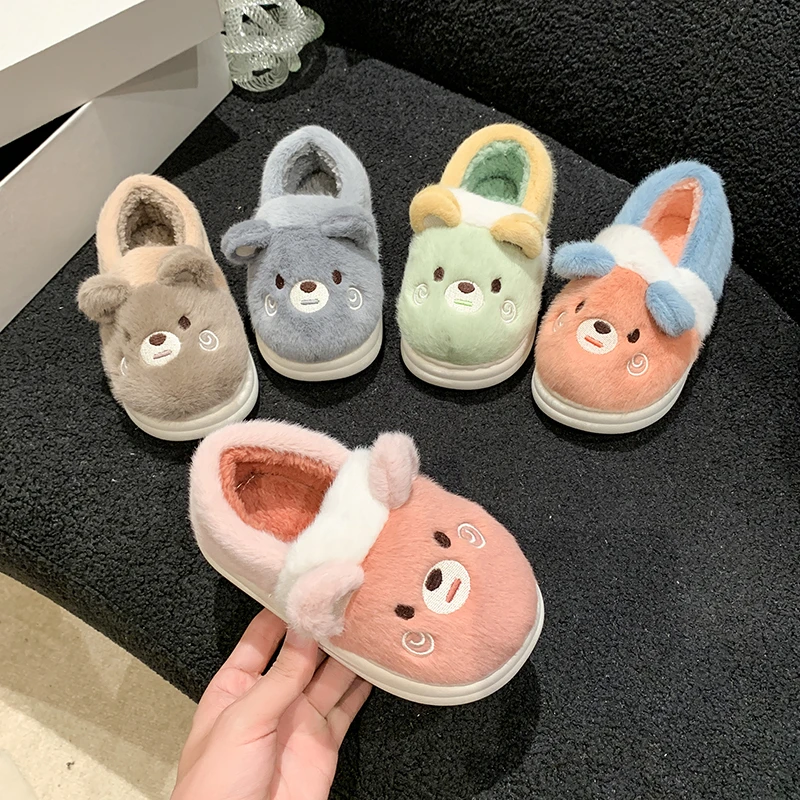 

Детские хлопковые тапочки, осень-зима 2021, новые домашние нескользящие теплые тапочки из утолщенного хлопка с героями мультфильмов для мальчиков и девочек