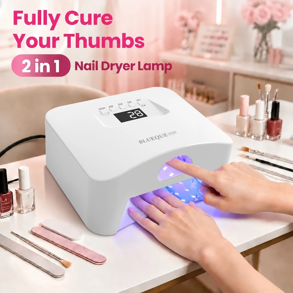 2 IN 1 UV LED Nail Lamp 365+405nm Auto Sensor Gel Curing Light Nail Dryer for Full Hand Single Finger & Toe Manicure Pedicure