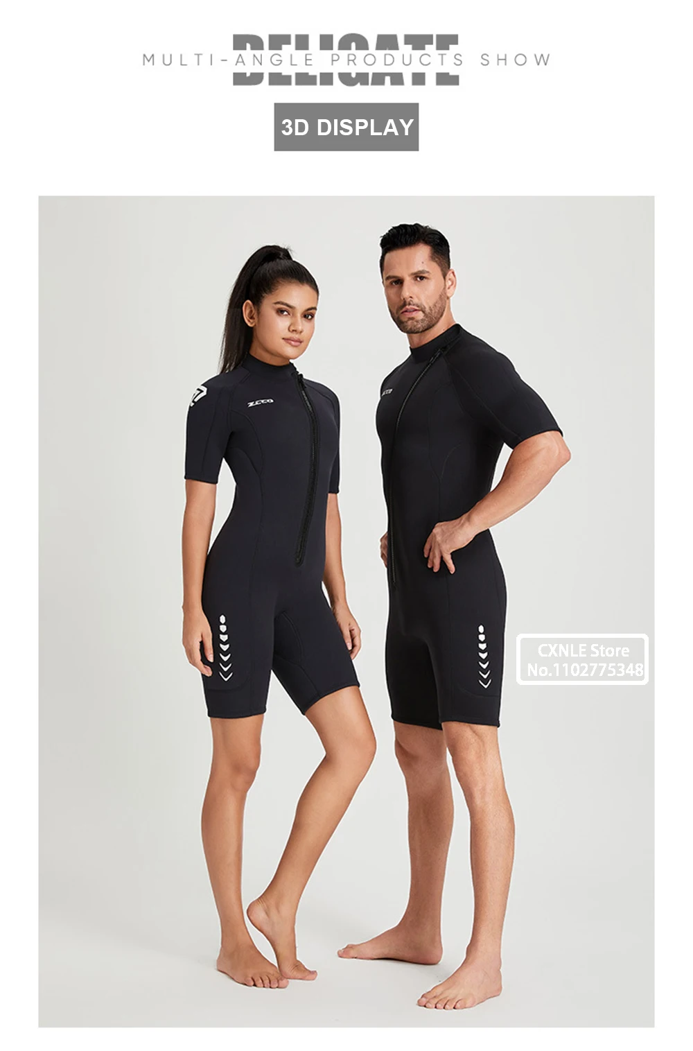 Neoprenanzug 3mm Neopren Surfanzug Kurzarm Bademode Kitesurfen Tauchanzug Speerfischen Badeanzüge Rash Guards Männer Frauen – Detail 8