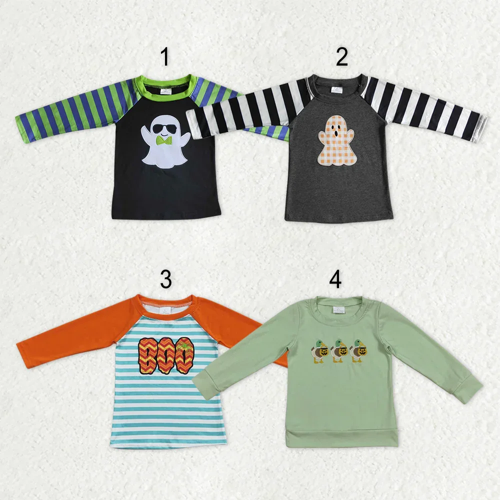 

z929-12 BT0738 Wholesale Matching baby boy clothes embroidery Halloween long sleeve top Summer Boutique kids clothes boys