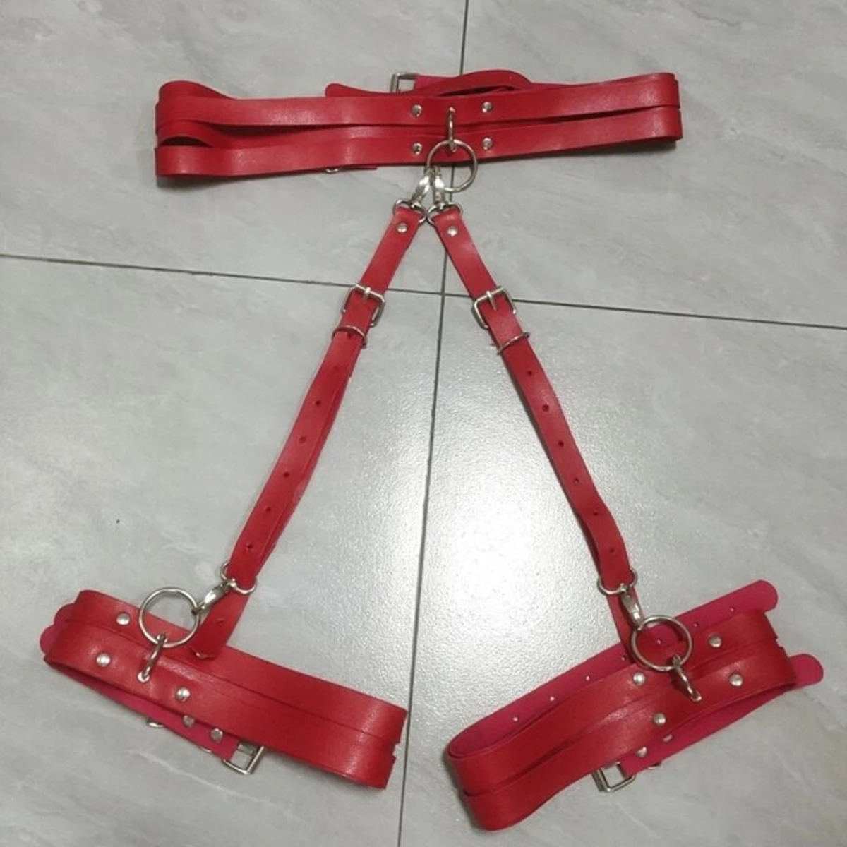 

Eco-Friendly Cross Tie Faux Leather Leg Harness Stylish Adjustable Strap Harness for Women Trendy Accessory