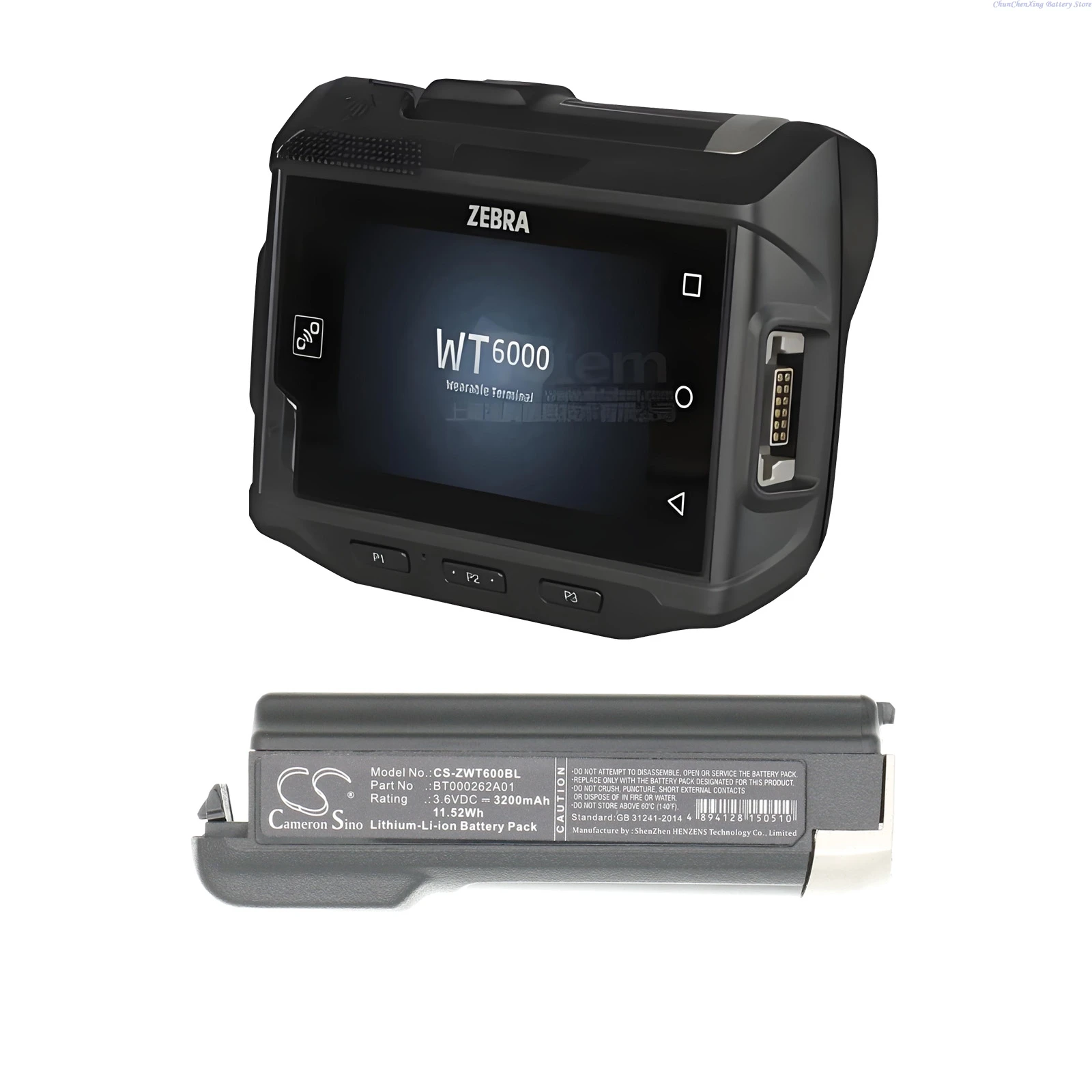 

Аккумулятор Cameron Sino 3.6V 3200mAh для сканера штрих-кодов BT000262A01, BTRY-NWTRS-33MA-01 для Zebra WT6000, WT60A0, WT6300, RS6000