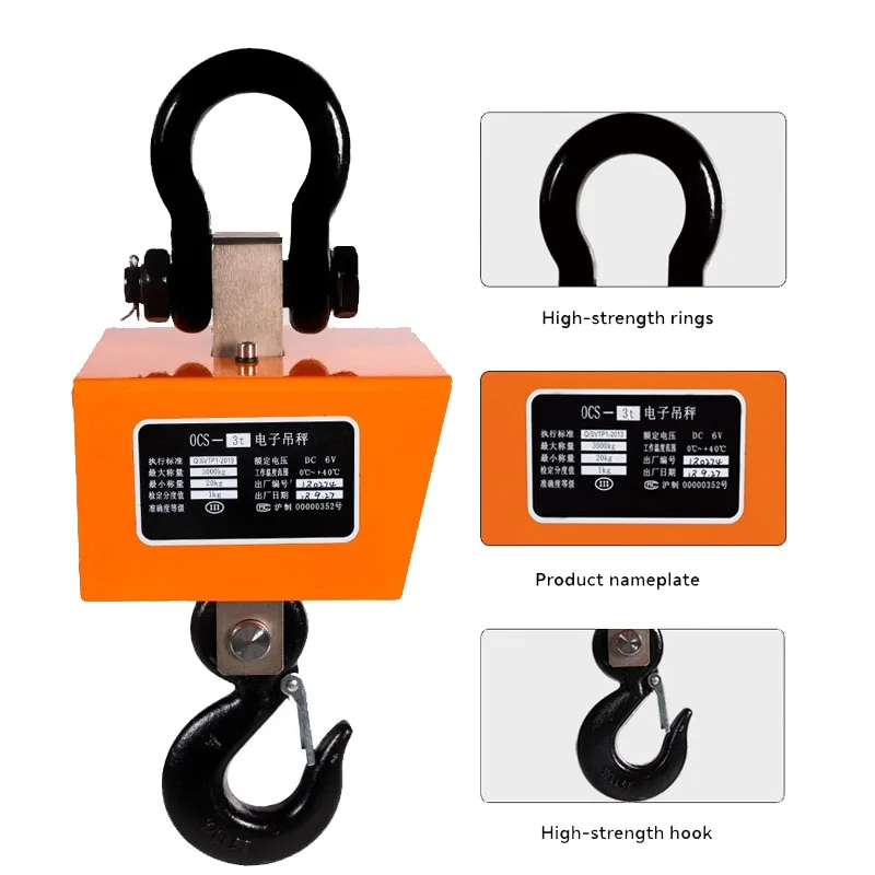 10T Wireles Electronic Crane Scale LCD Digital Weighing Tool Industrial Heavy Duty Weight Hook Scale Hanging Scale