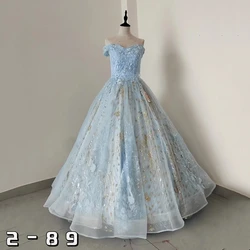 Blue princess dress lace gown