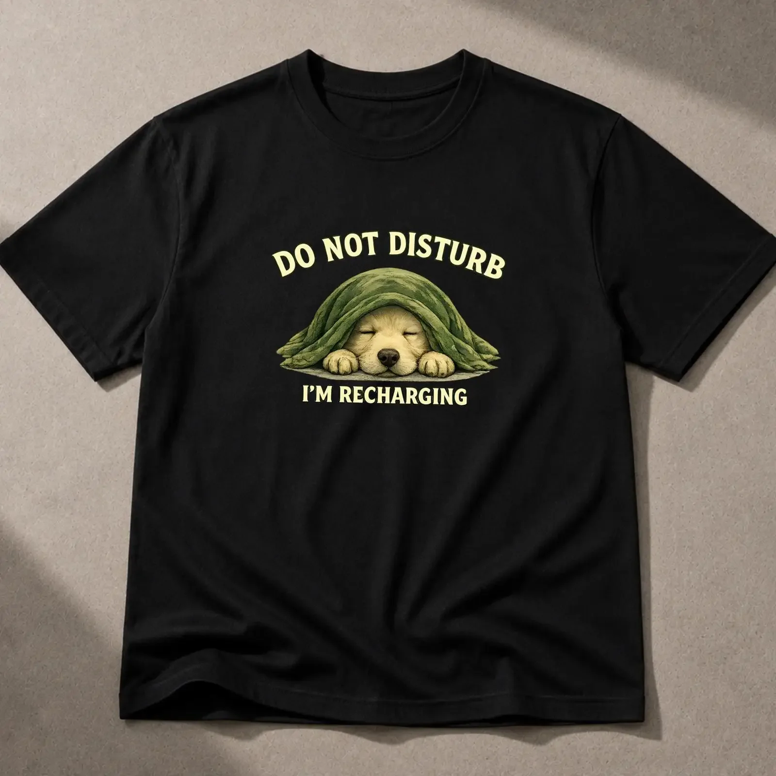 Do Not Disturb I'm Recharging Golden Retriever Funny Social Battery Sarcastic T Shirt Cute Dog Lovers Casual vintage Washed