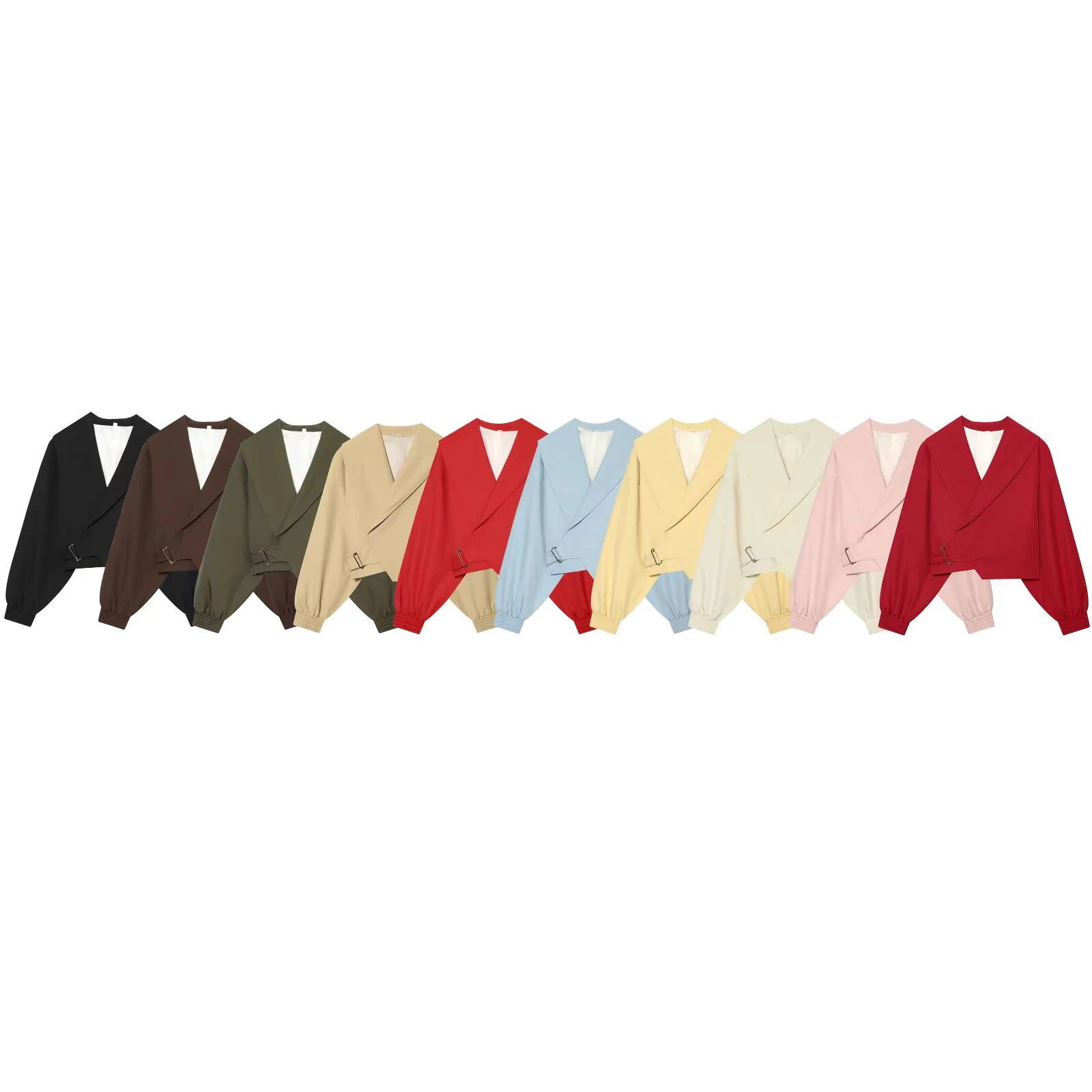 2026 Summer New Product Women's Wear Bright Thread Decoration Loose Long Sleeve Collar Casual Commuter Short Coat