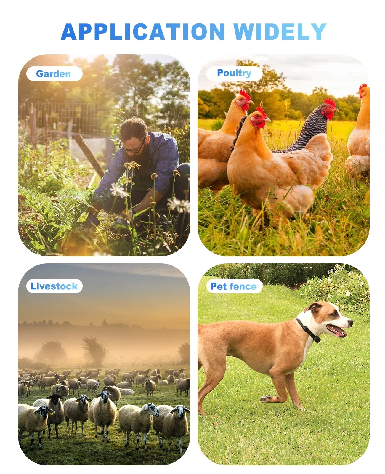20KM Electronic Fence Energizer Electronic Fence Charger for Livestock Sheep Cattle Horse Poultry Tool Without Alarm LCD Display