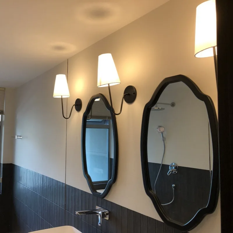 

Postmodern Minimalist Design Room Bedroom Bedside Background Wall Lamp Hotel Mirror Headlamp Wrought Iron Elbow Lighting