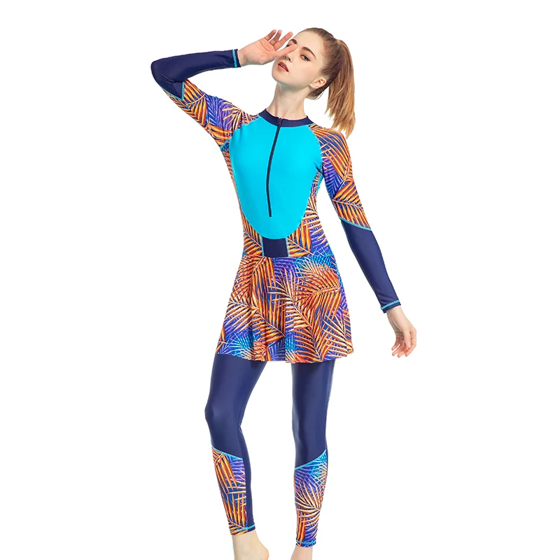 New Long Sleeve Burkini Muslim Swimwear Full Body Swimsuit For Women Modest Clothing Islamic Swimming Suit Plus Size Burkini