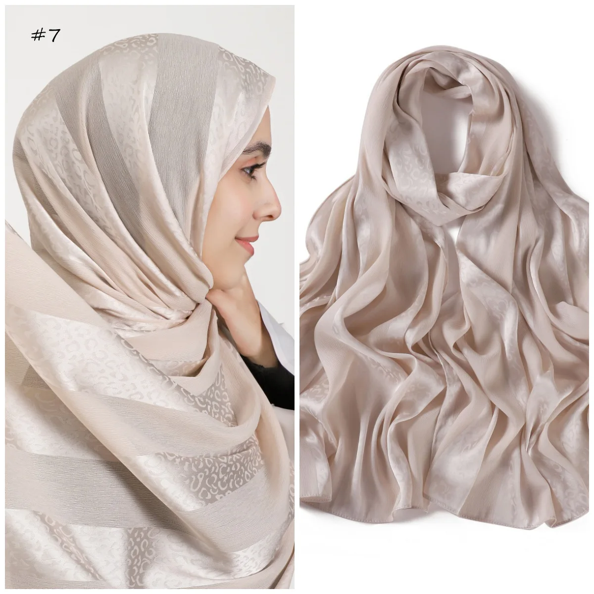 Elegante Muslimische Hijab Frauen Böhmischen Weichen Satin Islam Ramadan Hijabs Foulard Femme Schal Wrap Schal Kopftuch Bufanda Stirnband – Detail 20
