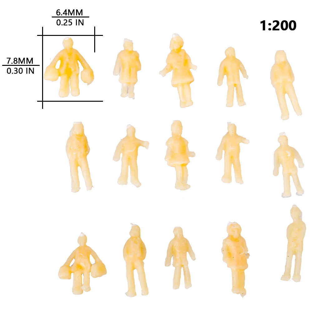 100pcs 1:200 Miniature ABS Plastic People Model Figures Architecture Building Layout Railway Train Kits for Diorama