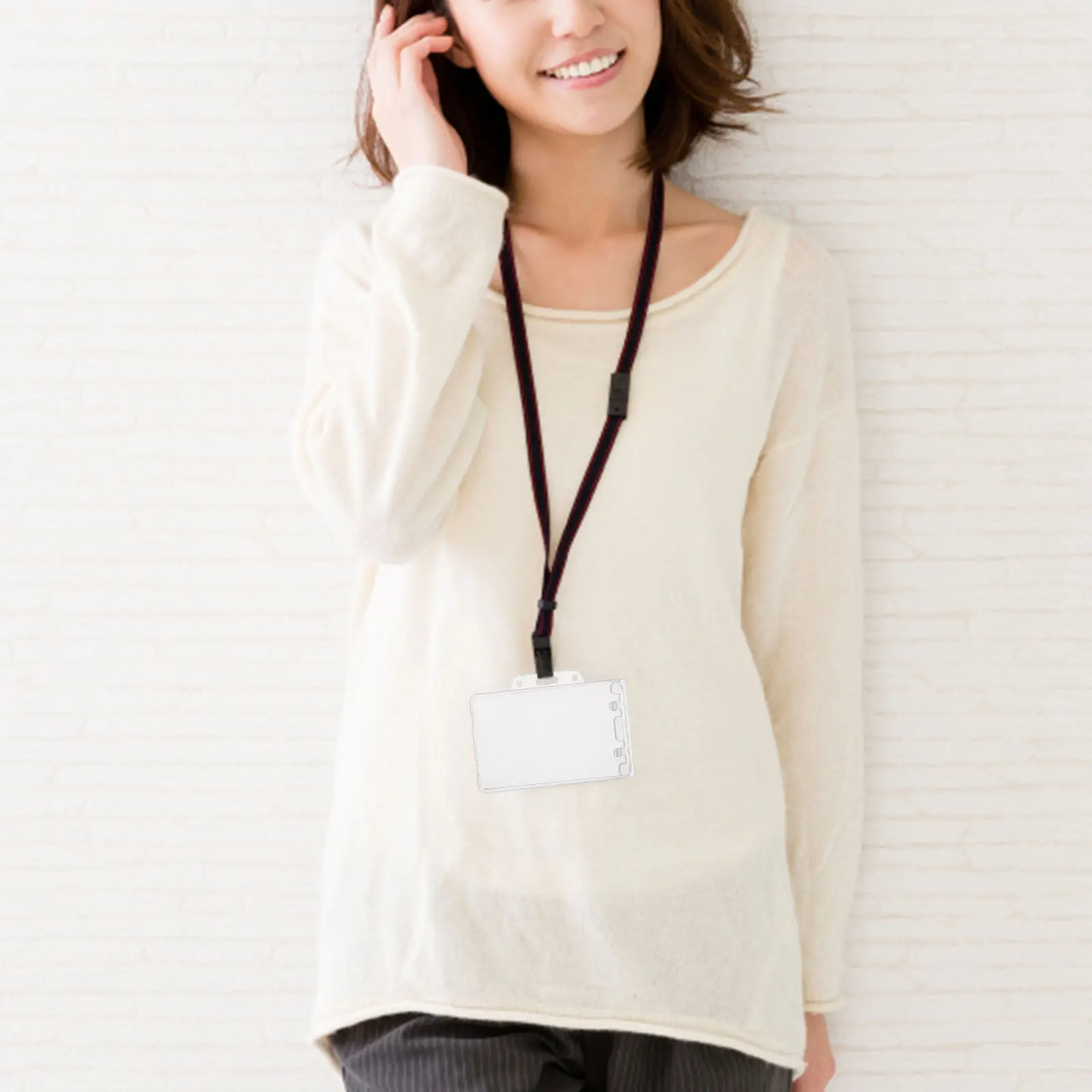 

5Pcs Name Badge Holder Cards Cover Premium ABS Protective Transparent Horizontal Card Sleeve Work Office School Use