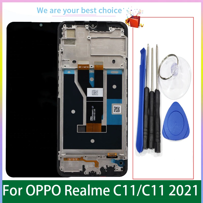 For OPPO Realme C11 2021 Original LCD Display With Frame Touch Screen Panel Digitizer Replacement Parts RMX2185 RMX3231