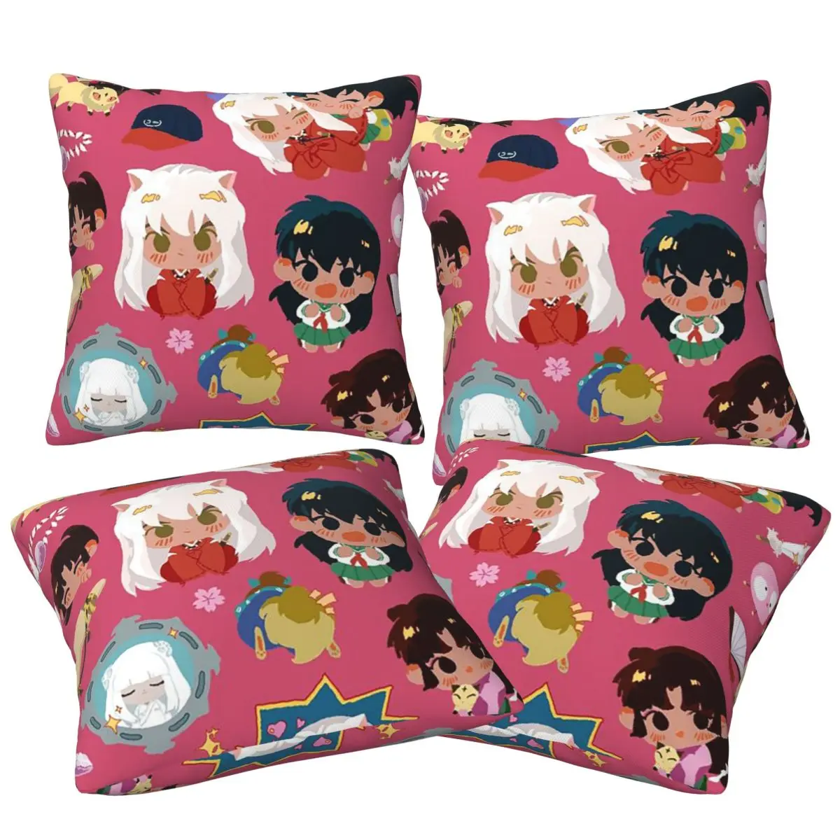 

Manga Kimono Inuyasha Sesshomaru 4pcs Square Pillowcase Cushion Cover Pillow Case Throw Pillow Cover for Home Sofa Living Room