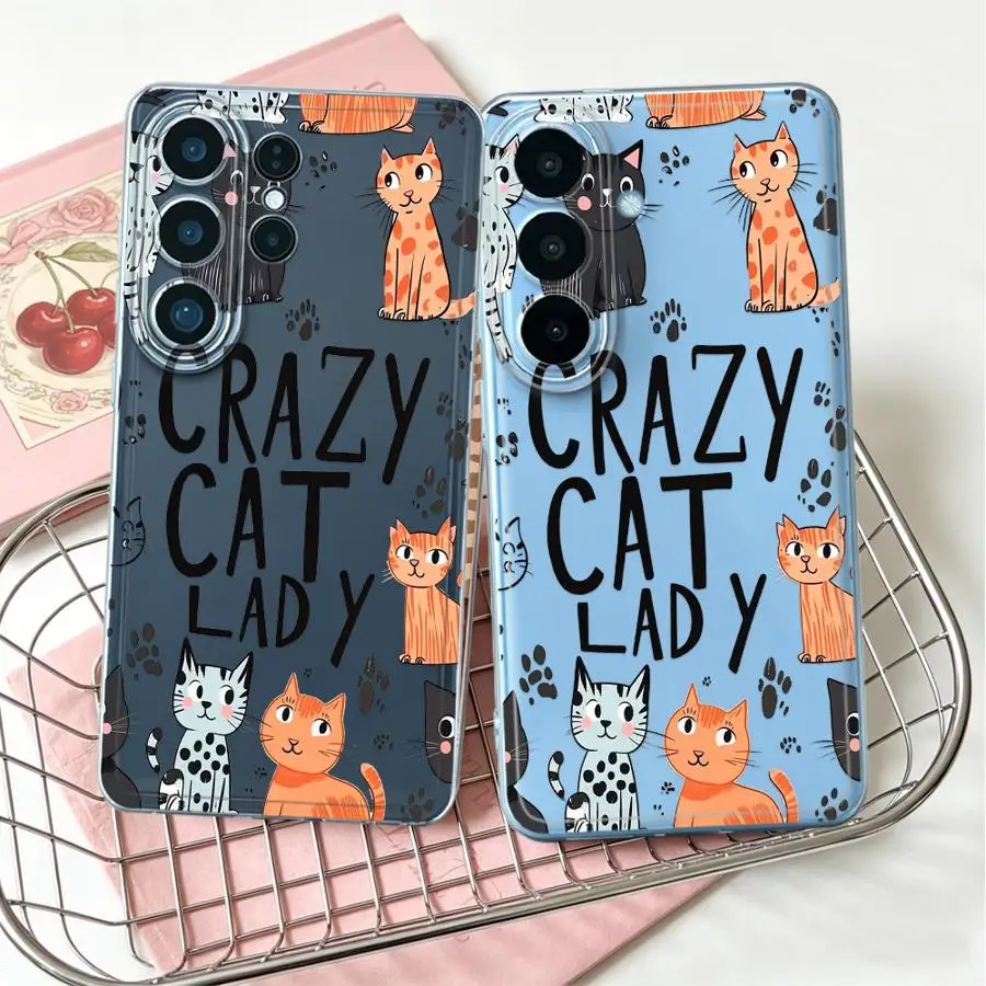 Crazy Cat Lady Case for Samsung Galaxy S26 Ultra S20 Plus S23 Ultra S22 FE S24 S25 Edge S21 S23Ultra Note 20 Ultra 10 Phone