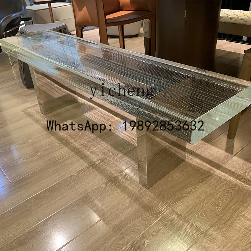 X6  Modern Light Luxury Acrylic Bench Furniture  Chair Transparent Resin Crystal Strip Stool