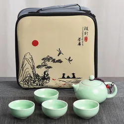 Green White Black Ceramic Teapot set (5pcs) Tea Cup Porcelain Chinese Kungfu Tea Set Drinkware