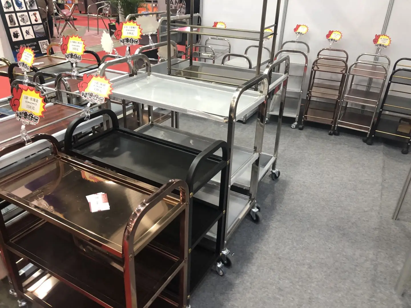 3 Layers Cleaning Trolley Service Trolley Cart For Hotel Restaurant Kitchen