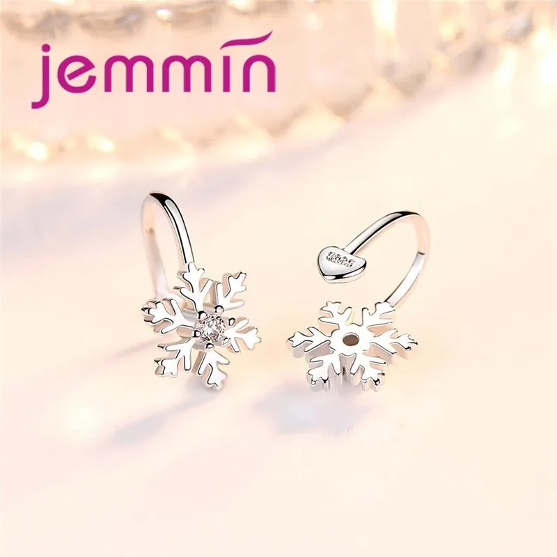 Exquisite Solid Snow Flake Shape Female 925 Sterling Silver Elegant Piercing Girls Party Sweet No Hole Ear Clip Wholesale
