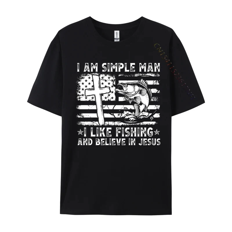 

I Am A Simple Man I Like Fishing And Believe In Jesus Xmas T-Shirts Europe Men Brand New Design Tops & Tees