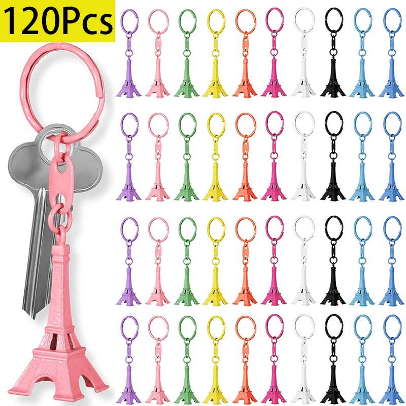 

120Pcs Paris Eiffel Tower Keychains Souvenir Alloy Eiffel Tower Model Metal Keychain