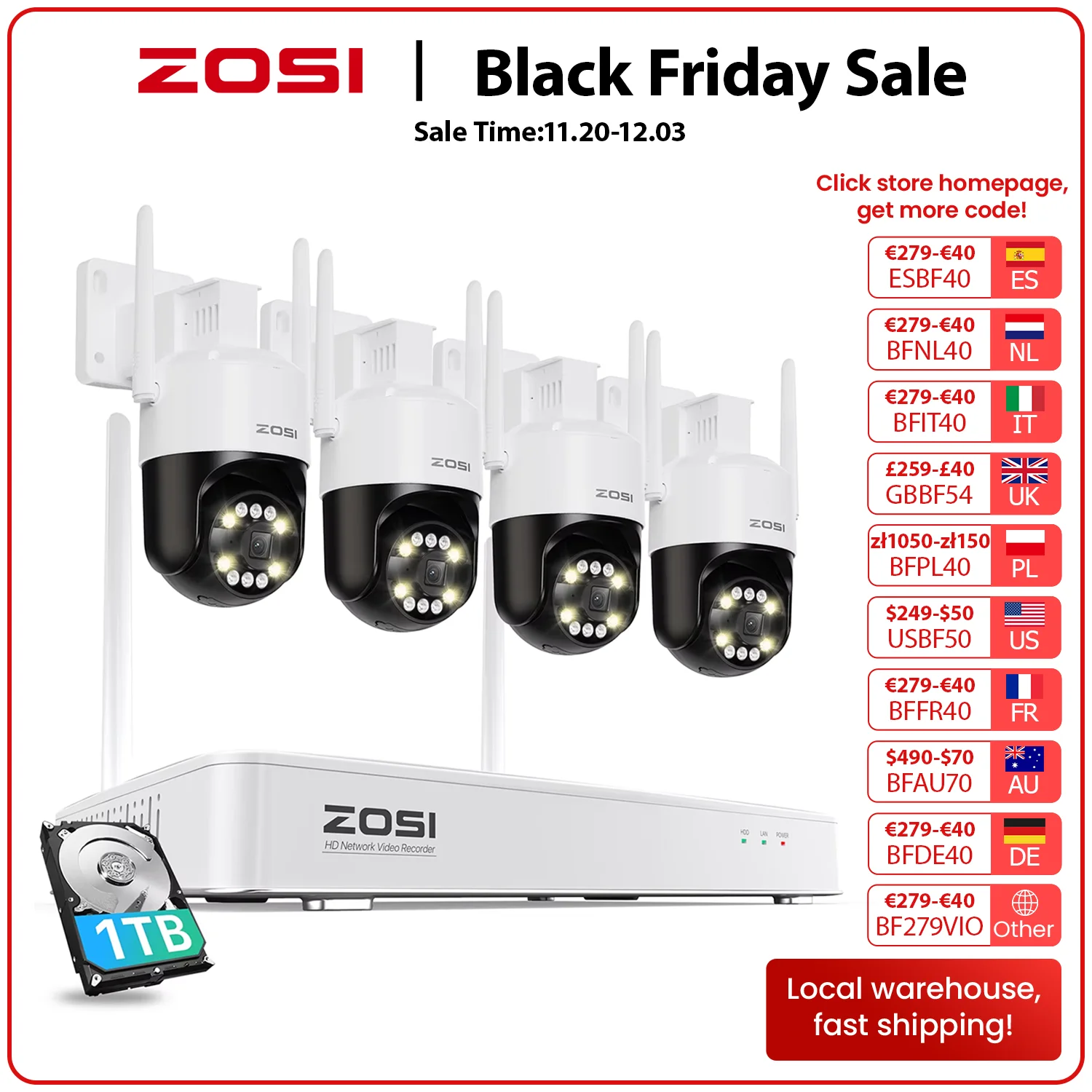 

ZOSI 4K Wi-Fi 6 CCTV Security Camera System 8MP/5MP Pan Tilt Plug-in WiFi IP Cams 2-Way Audio 8CH Home Surveillance WiFi NVR Kit