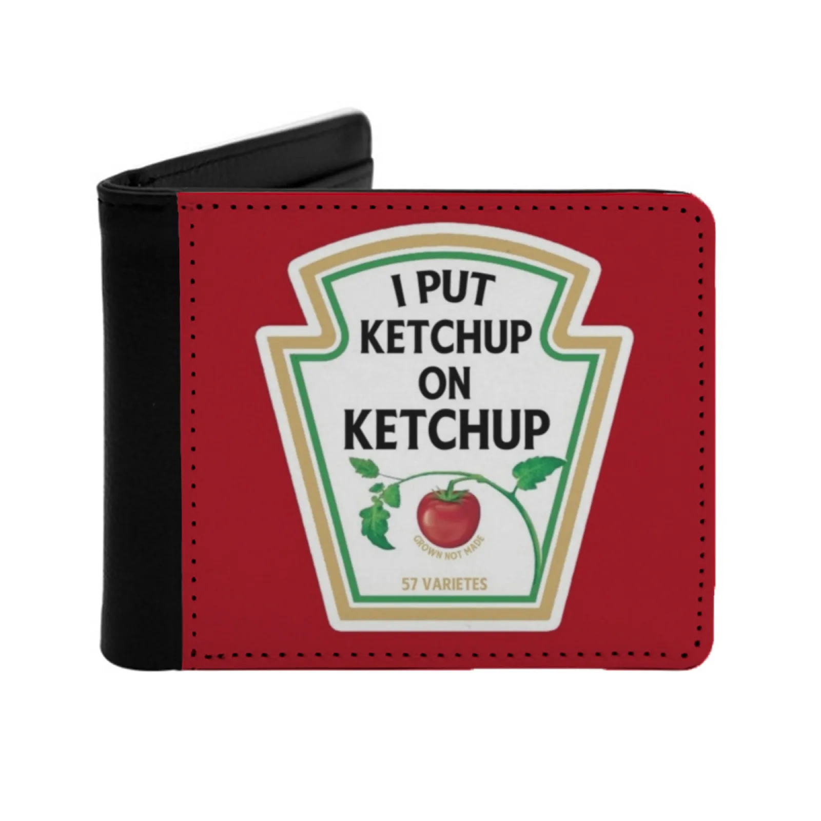 Ich habe Ketchup auf meine Ketchup personal isierte Herren Leder Brieftasche kurze Vintage Geldbörse Kreditkarte Brieftasche Ketchup Sauce Tomate Heinz