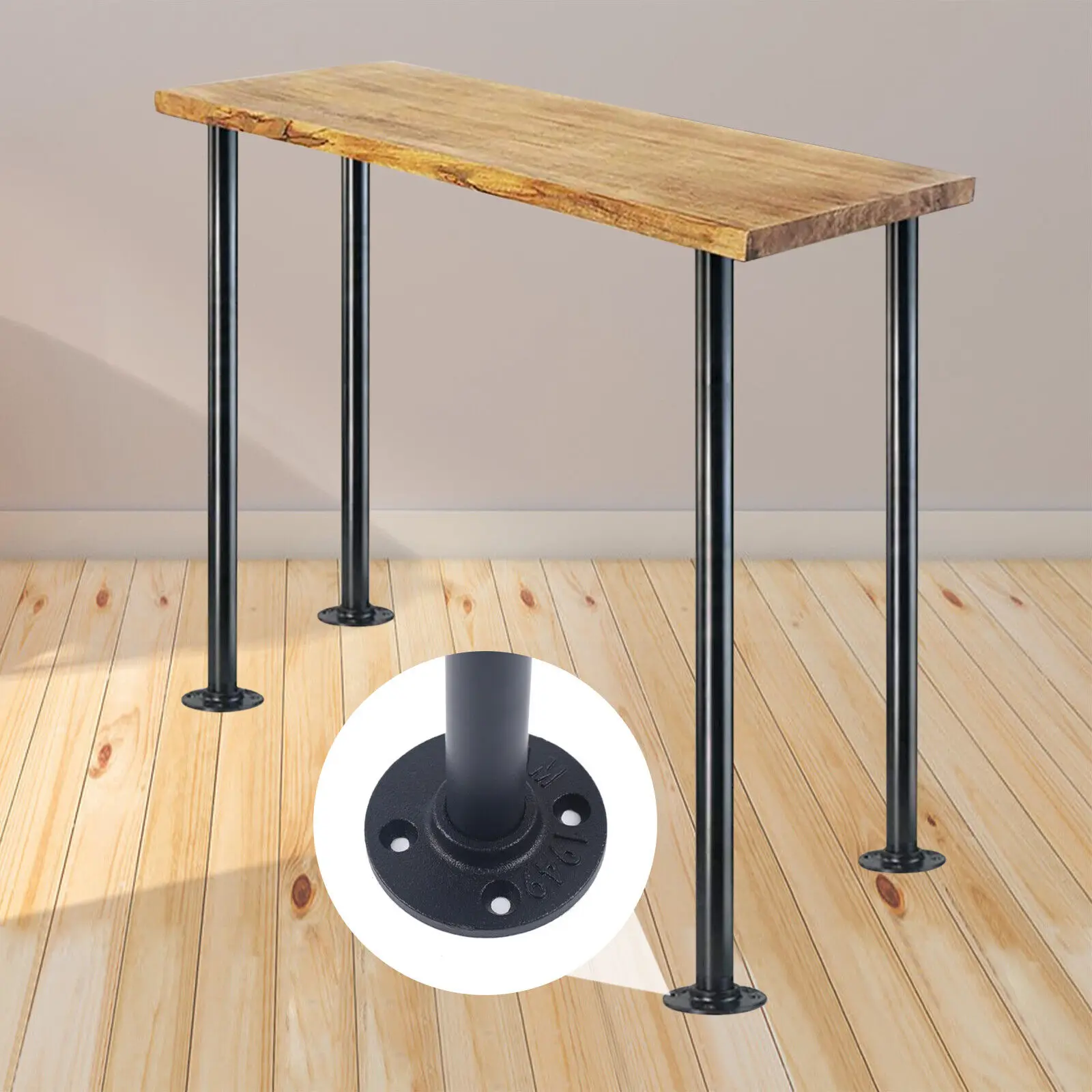 

4 Pcs Industrial Metal Long Threaded Pipe Table Legs Coffee Table DIY Furniture Leg 30 Inch Adjustable Black