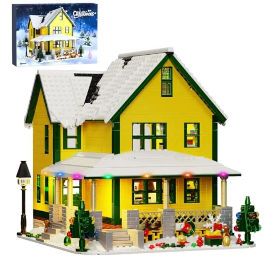 

Christmas House Building Set with Light Story Movie Snow House Blocks Toy Compatible with Lego Christmas Village House Kit Chri