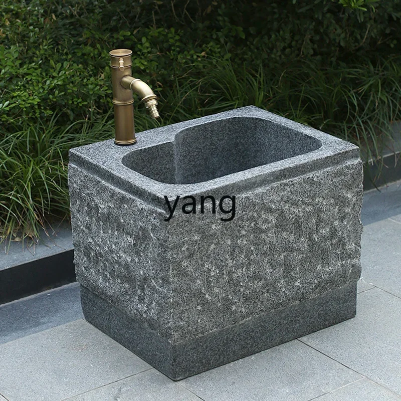 LTT Stone Garden Mop متكامل قائم على الأرض في الهواء الطلق ممسحة غسيل الحجر حوض ممسحة رخامية بالوعة الفن #5