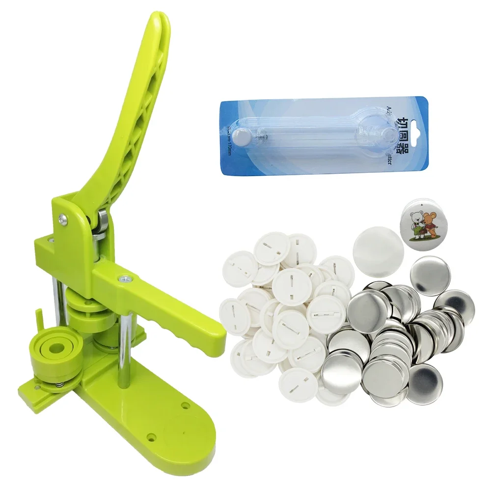 

DIY Button Maker 37mm Badge Making Machine With Paper Cutter And 1000pcs 37mm Pin Badge Parts