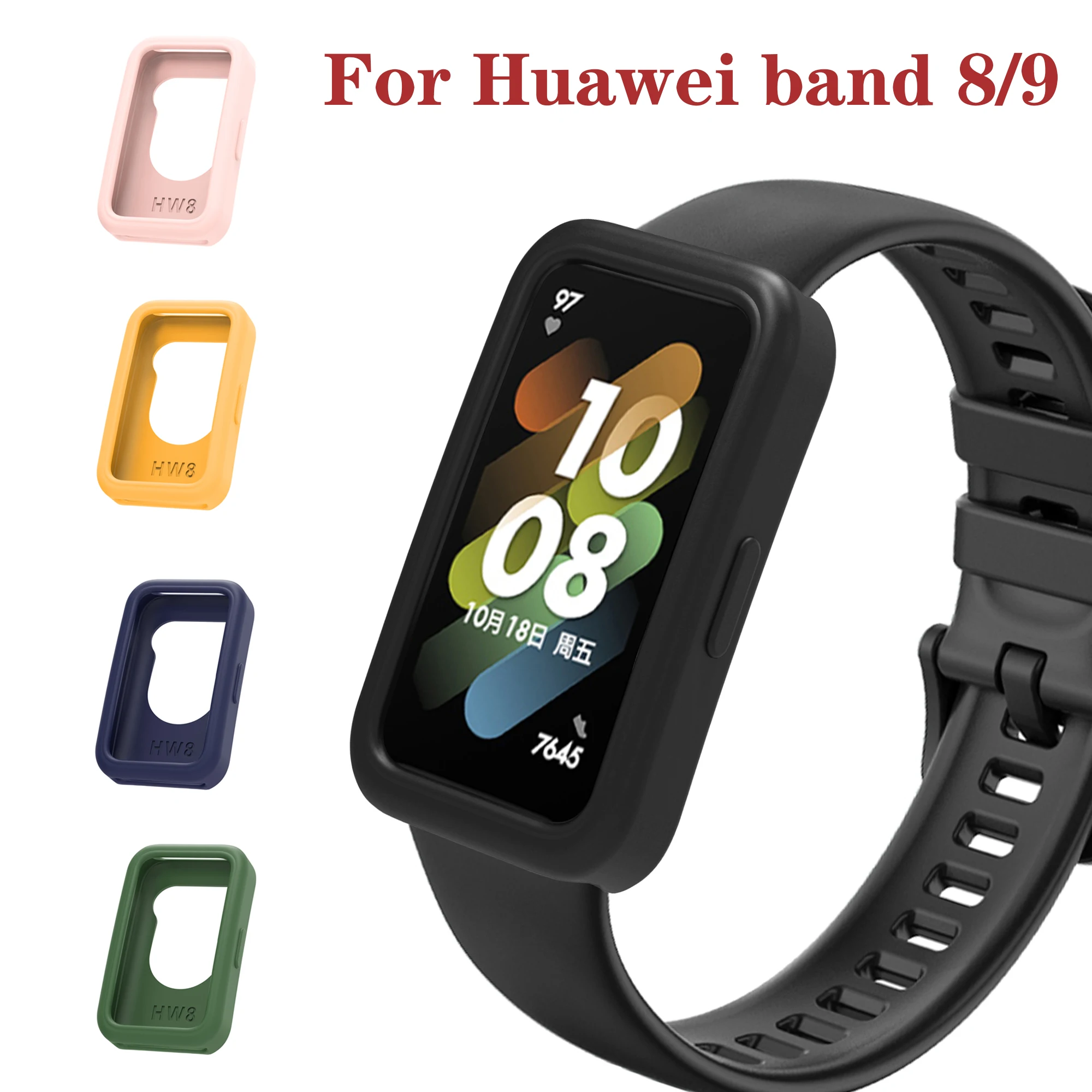 เคสซิลิโคนอ่อนนุ่มสําหรับ Huawei Band 8 Candy สีสันเปลี่ยนกันชน TPU ฝาครอบป้องกันสําหรับ Huawei Band 9 อุปกรณ์เสริม