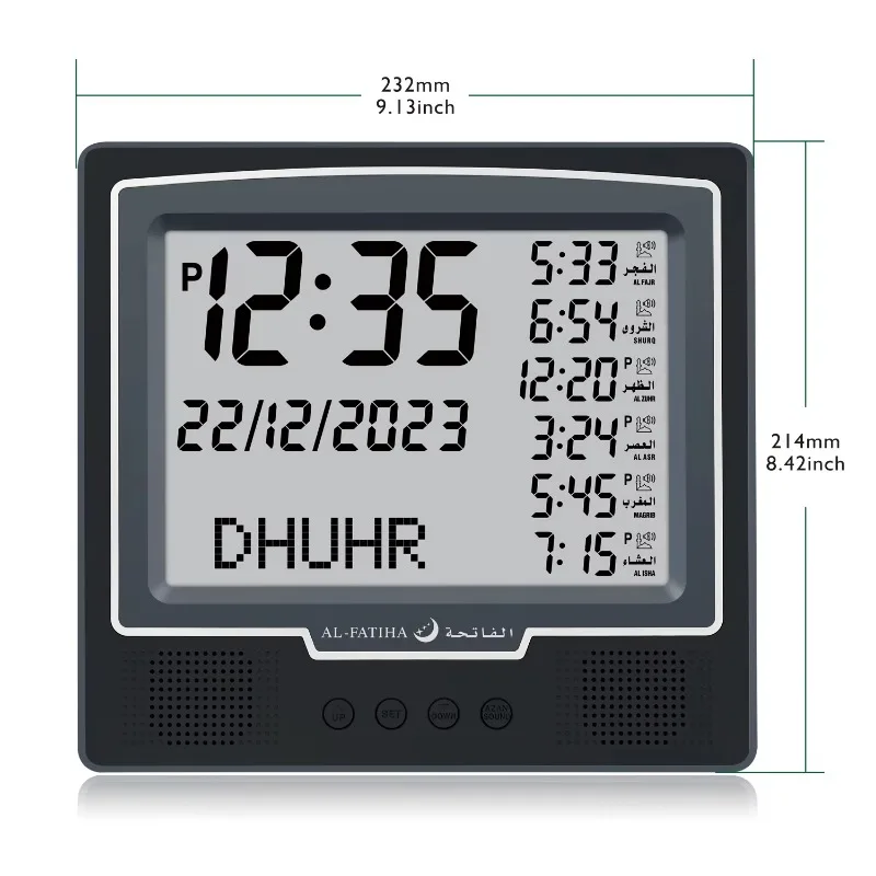 Azan Wall Clock Muslim Islamic Islam Adhan Prayer Reminder Alarm Mosque Wall Clock Prayer Time Hijri Digital LED Azan