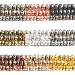 6/8/10mm Rondelle Plated Gold Volcanic Lava Bead Natural Stone Abacus Loose Beads for Jewelry Making DIY Bracelets Accessories