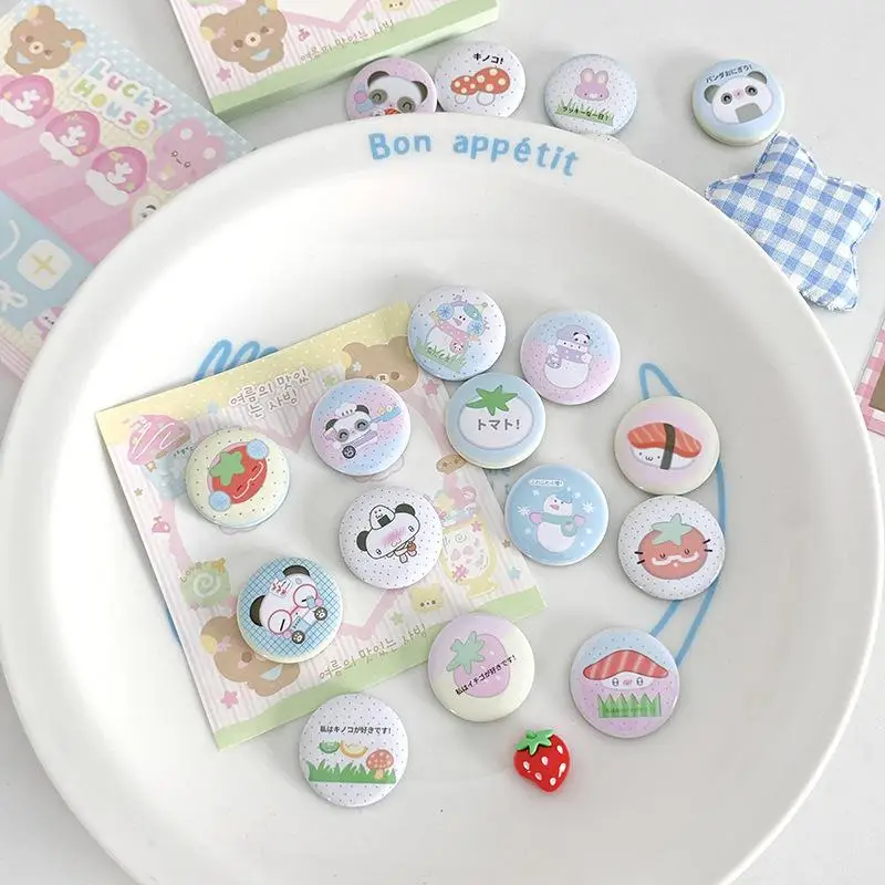 6Pcs Cute Cartoon Mini Cartoon Retro Button Badge Kawaii Kids Backpack Pencil Bag Handheld DIY Decorative Brooch Pin Accessories
