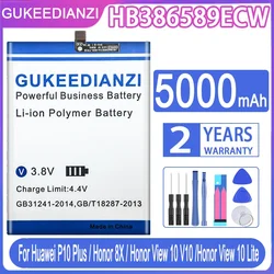 GUKEEDIANZI Phone Battery HB386589ECW 5000mAh For Huawei P10 Plus Honor 8X View 10 V10 Mate 20 Lite Nova 3 4 Batteries Tool