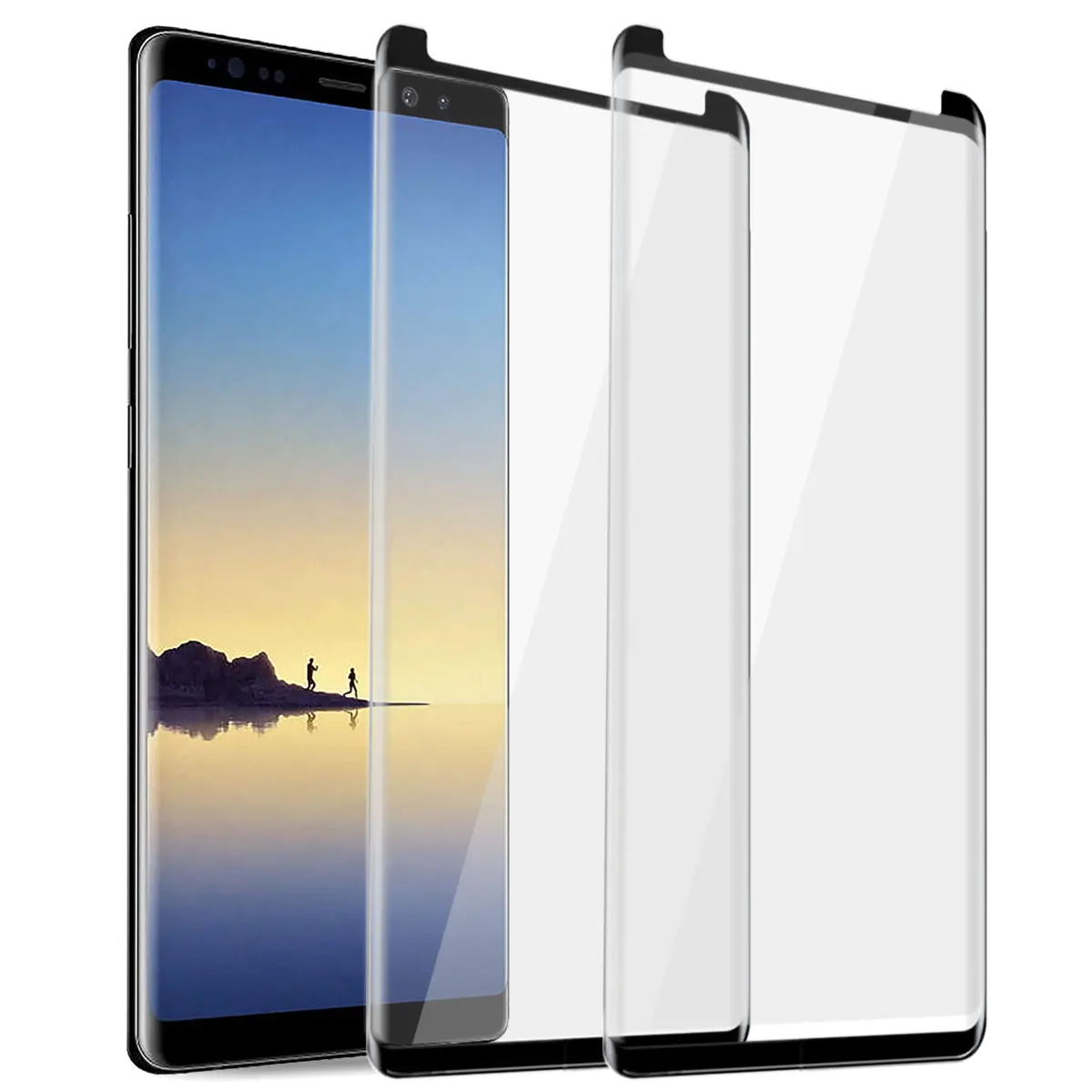 For Samsung Galaxy Note 8 Case Friendly Full Coverage Clear Tempered Glass Screen Protectors 2-Pack