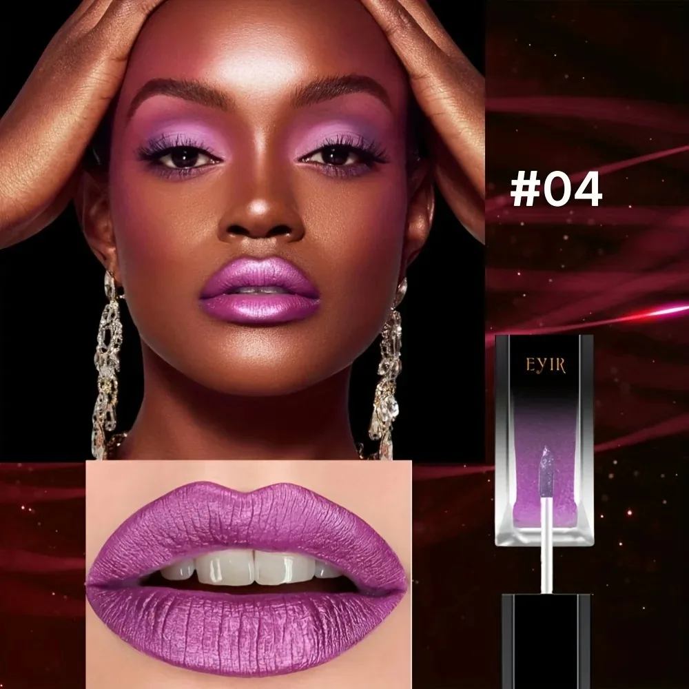 Metallic Liquid Lipstick Purple Color 2 In 1 Lip Gloss Eye Shadow High Shine Shimmer Makeup Cosmetic