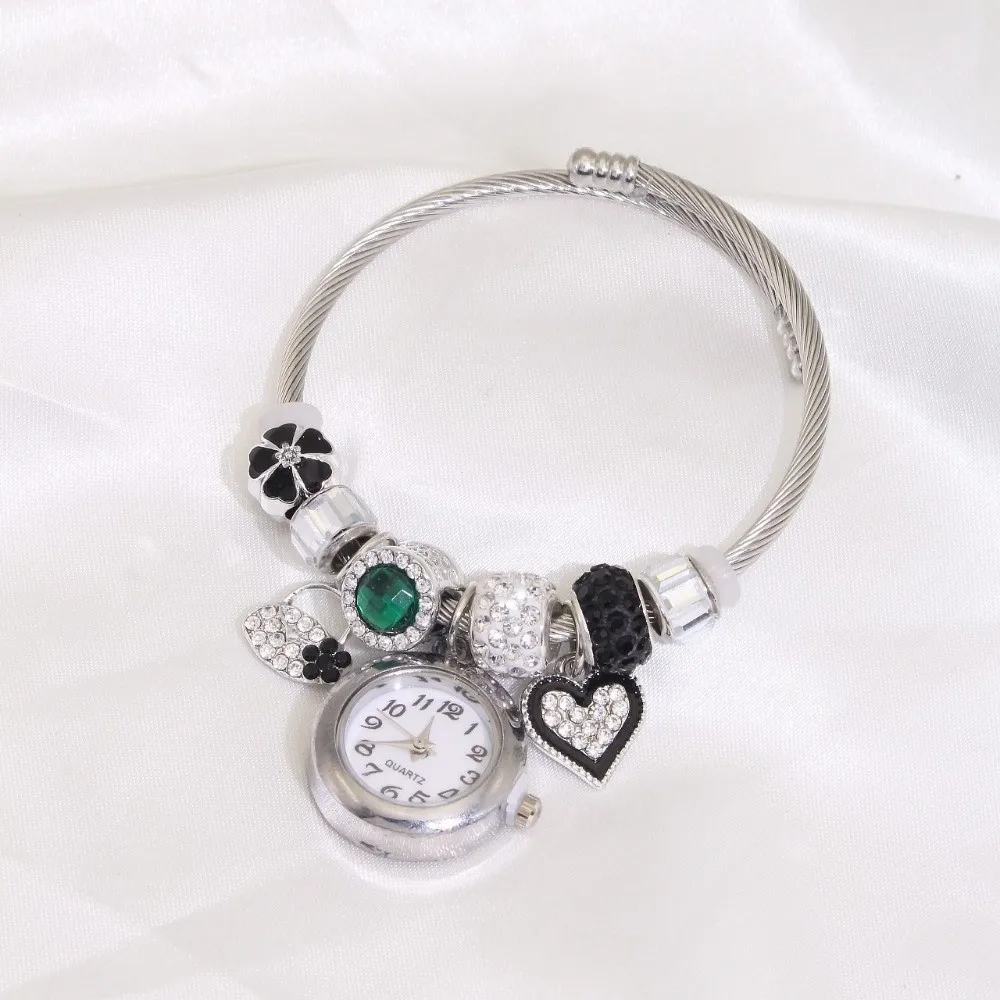 Trendy Adjustable Women's Bracelet Watches Precise Luxury Beaded Watches Versatile Alloy Quartz Watch Birthday Gift