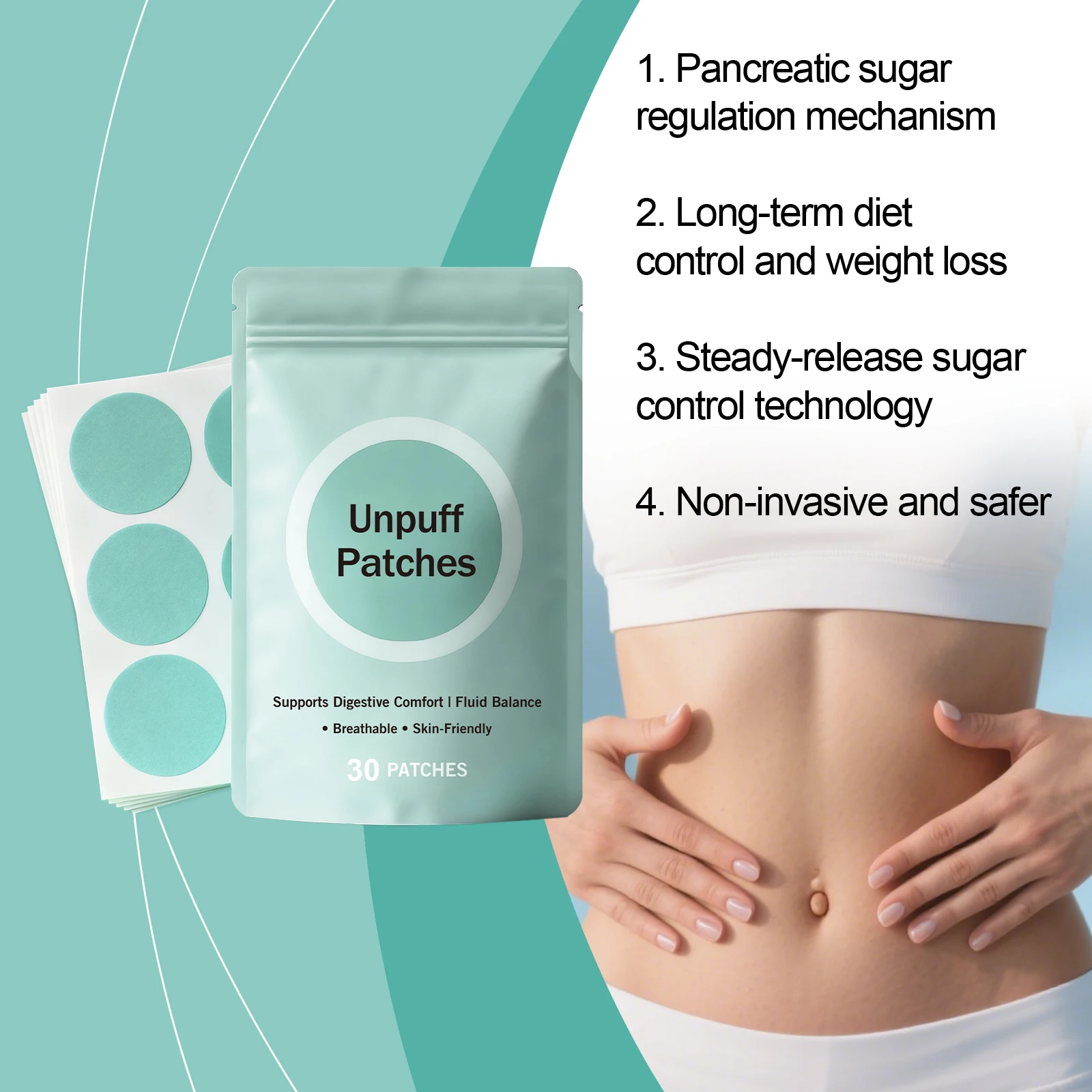 Slimming Patch Weight Loss Appetite Suppressant Fat Burner Delayed Gastric Emptying Blood Sugar Control Circulation Boost Daily