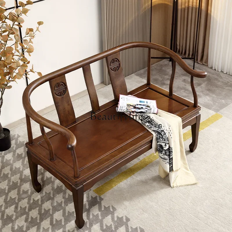 05-ls 18Новый диван из цельного дерева в китайском стиле, минималистичный диван в китайском стиле для маленькой квартиры, гостиной, деревянный антикварный офисный диван