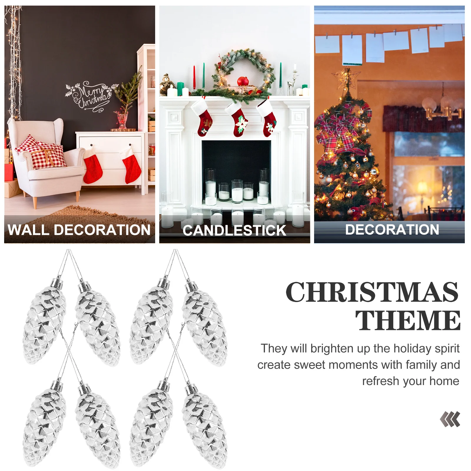 

10 Pcs Christmas Pine Cone Decoration Materials Simulated Decorative Cones Holiday Pinecone Ornaments