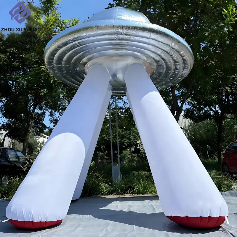 

Сияющая серебряная надувная воздушная модель НЛО со светодиодной подсветкой для идеального пространства - наука и инопланетянин - тематическое украшение для улицы