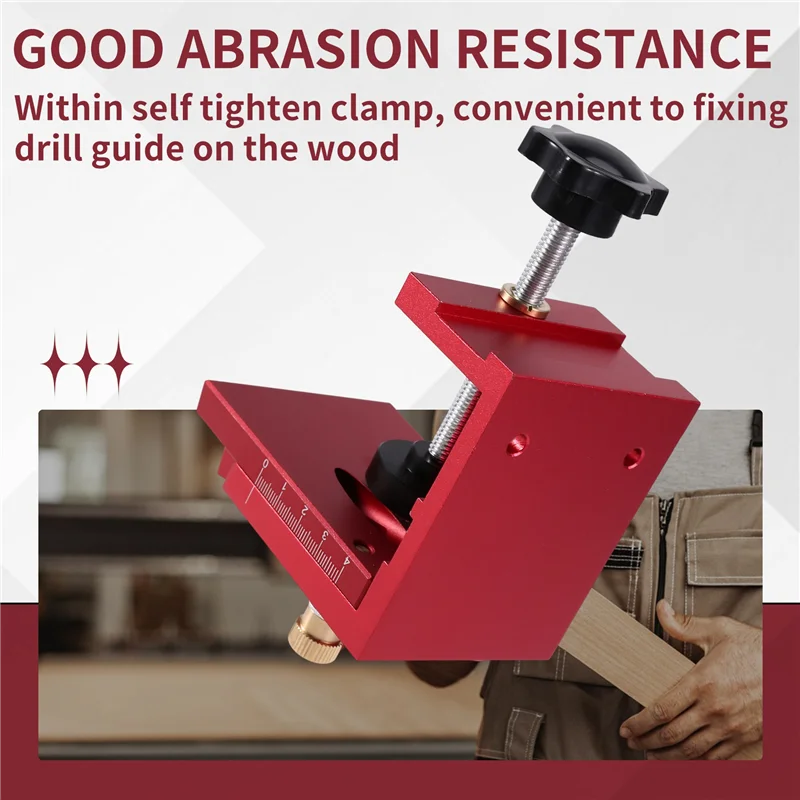 

AT02-Pocket Hole Drill Guide Dowel Jig, Aluminium Oblique Hole Locator Drilling Kit Woodworker DIY Tools With 9Mm Drill