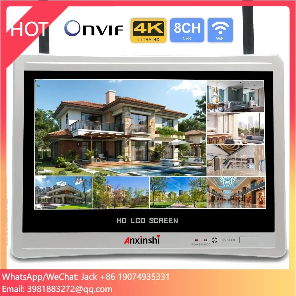 

Eseecloud 4k 8CH WIFI 12.5INCH And Recorder Two Way Audio APP Alarm 2.4GHZ Wifi NVR
