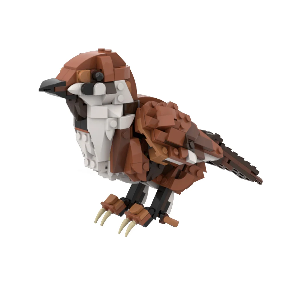 MOC Sparrow Bird Model Building Blocks Tan Tree Sparrow Mini Sparrow Cute Bird Pet with Branches Assembled Bricks Toy Gift