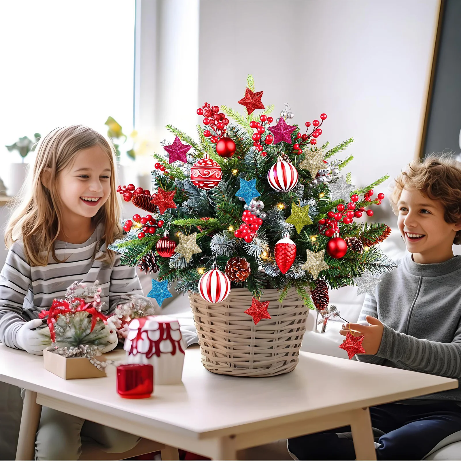 

30 Pcs Pentagram Pendant Holiday Tree Decorations for Party Hanging Christmas Ornaments Colorful Decorative Pendants Mini
