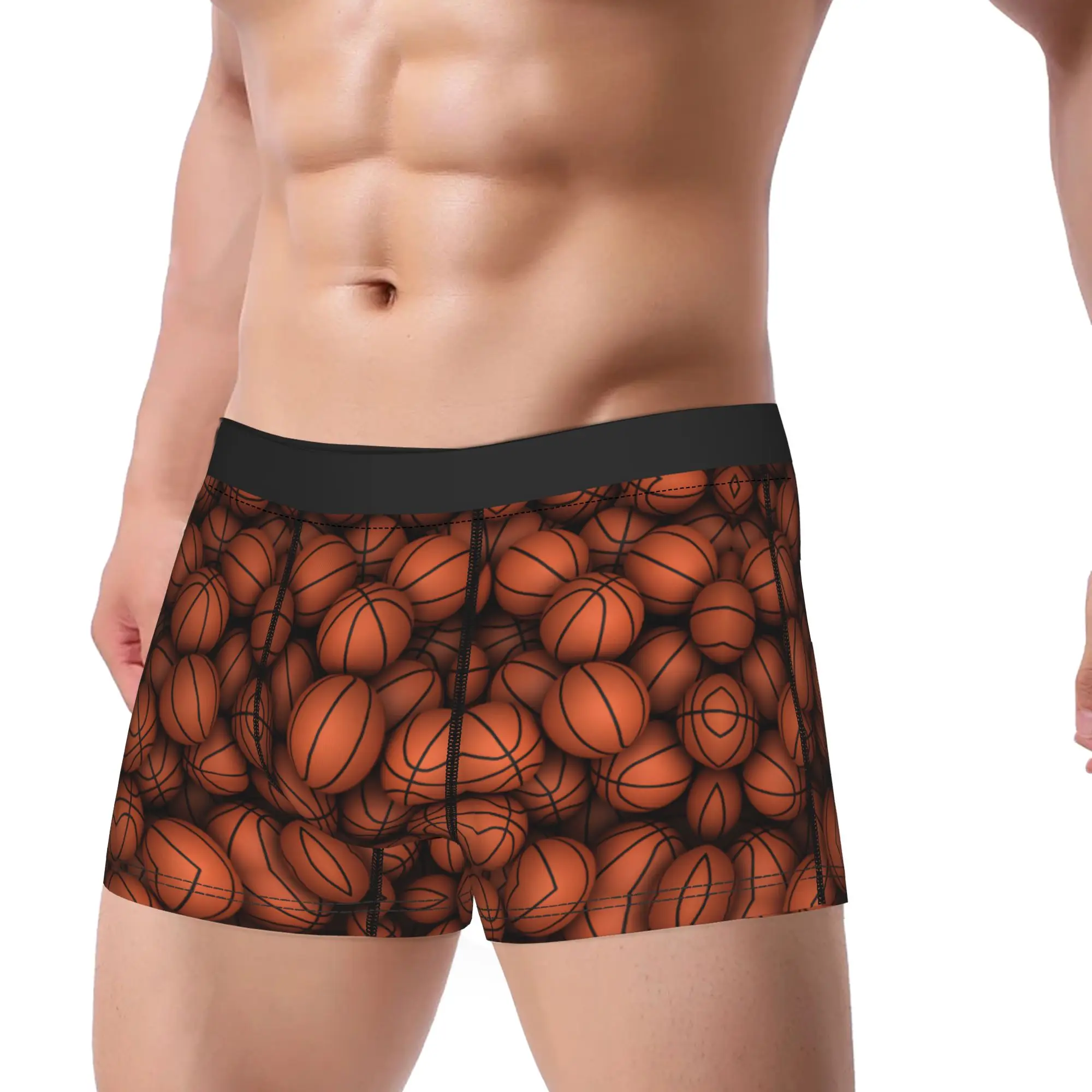 Dense Basketballs Background (2) Boxer Brief  Underwear Hot Sale Men Breathable Trunk Print Plus Size Underpants