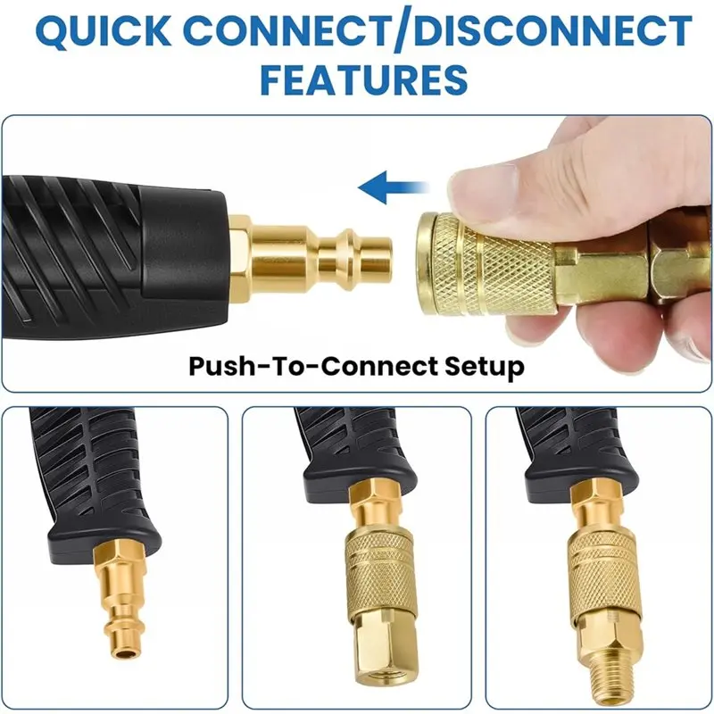 Universal High Flow For Air Compressor Tool Kit- Brass Quick Connect Coupler And Plug, 1/4" NPT For Air Fitting Set