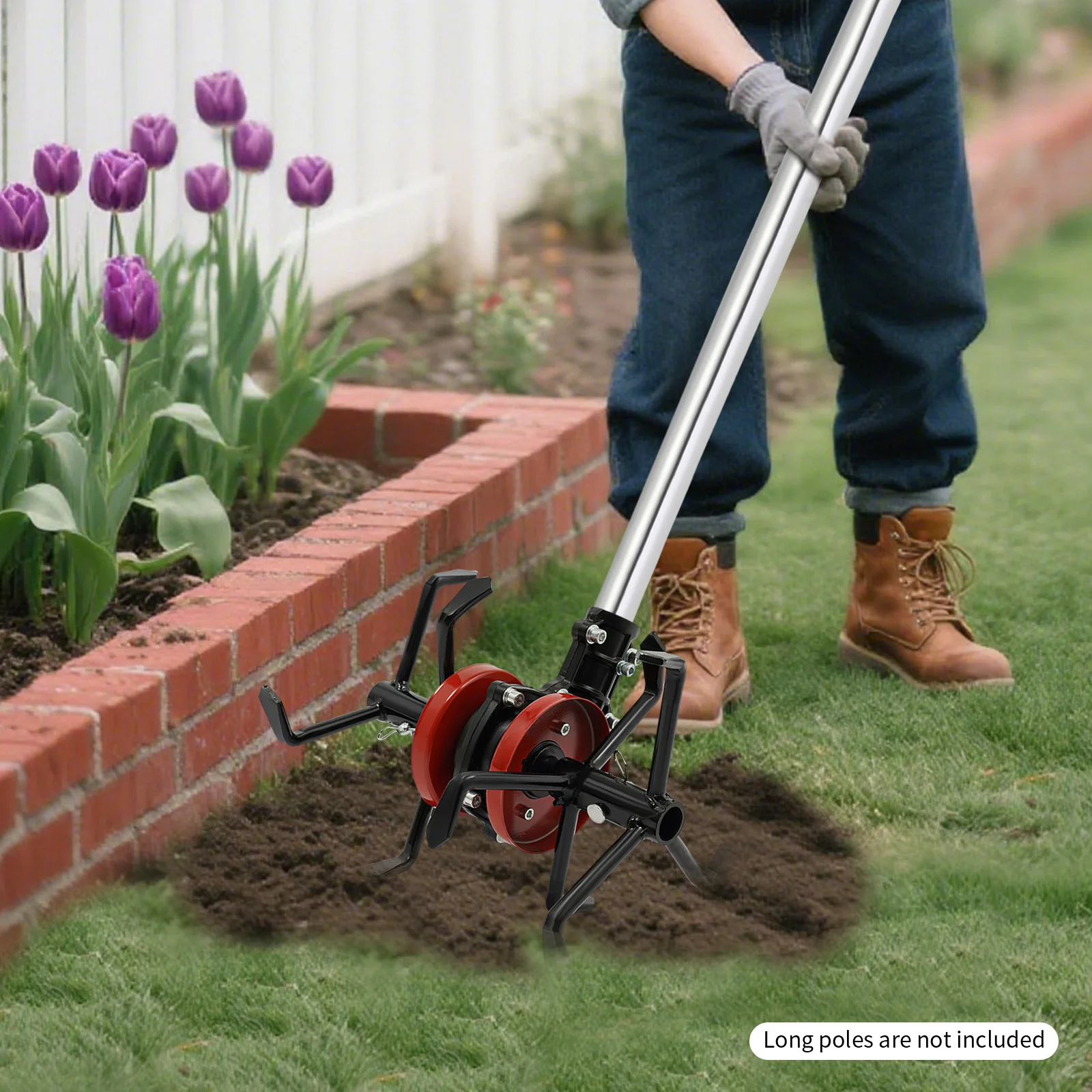 25×22cm 6-Claw Cultivator Wheel,Garden Wheel for Loose Soil and Mowing Grass, Black, for Weeding, Loose Soil, Mowing Grass, Garden, Allotment, Vegetable Plot, Orchard